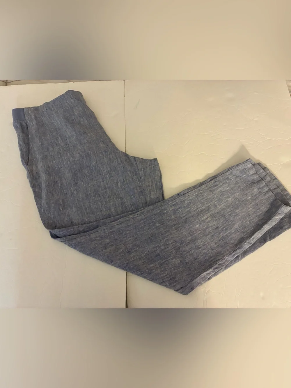 J.Jill Love Linen Pants Women M Blue Heather Chambray Pull On Coastal Lagenlook